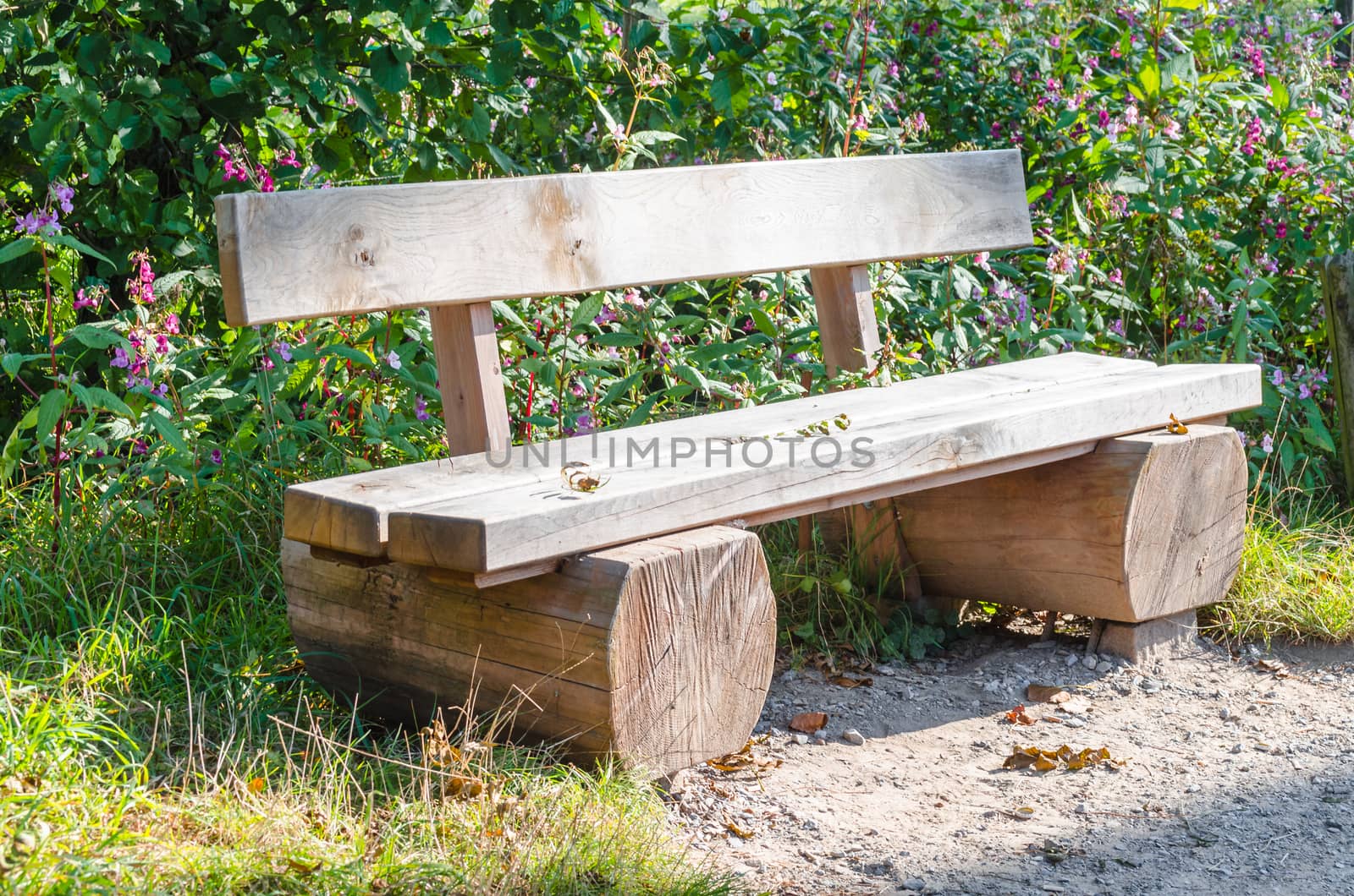 Bench, park bench made ​​of tree trunk by JFsPic