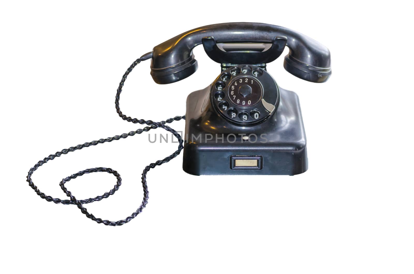 Antique Telephone with dial on white background by JFsPic