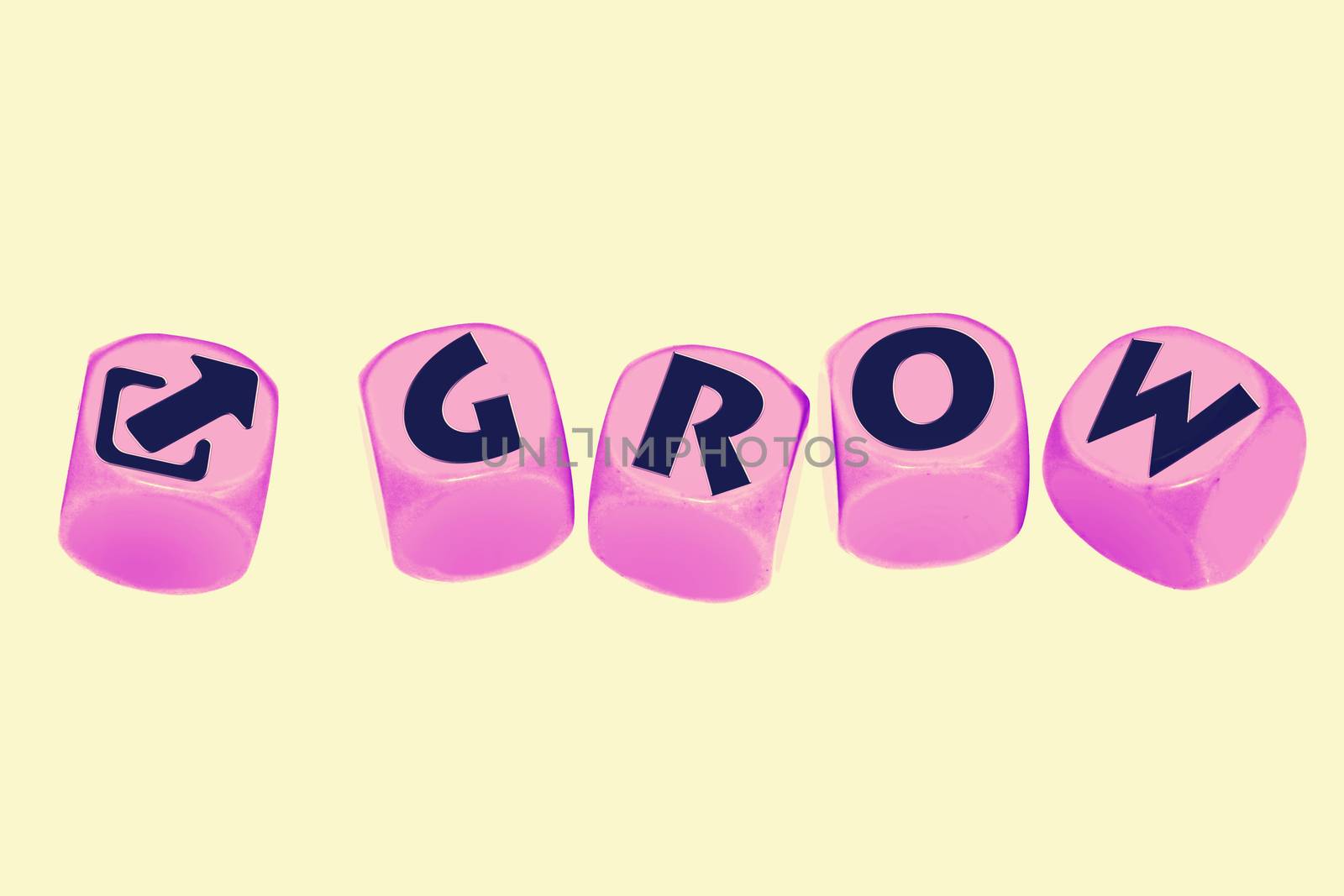 word GROW on cubes by yands