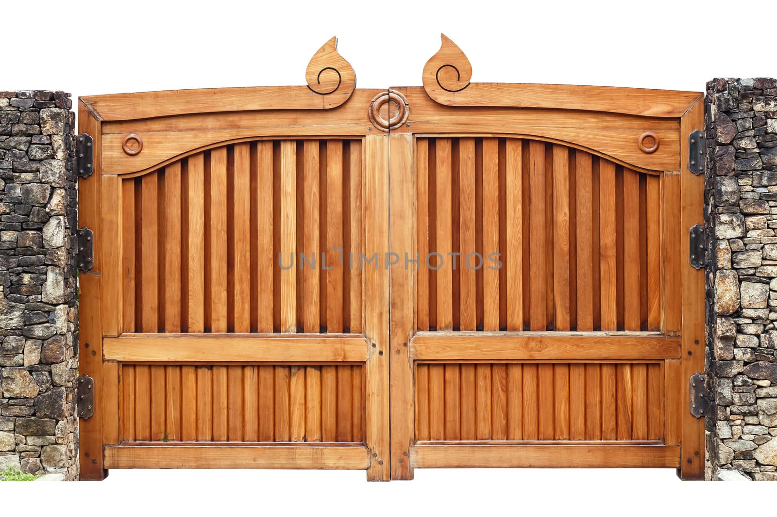 Wooden gate isolated on white background