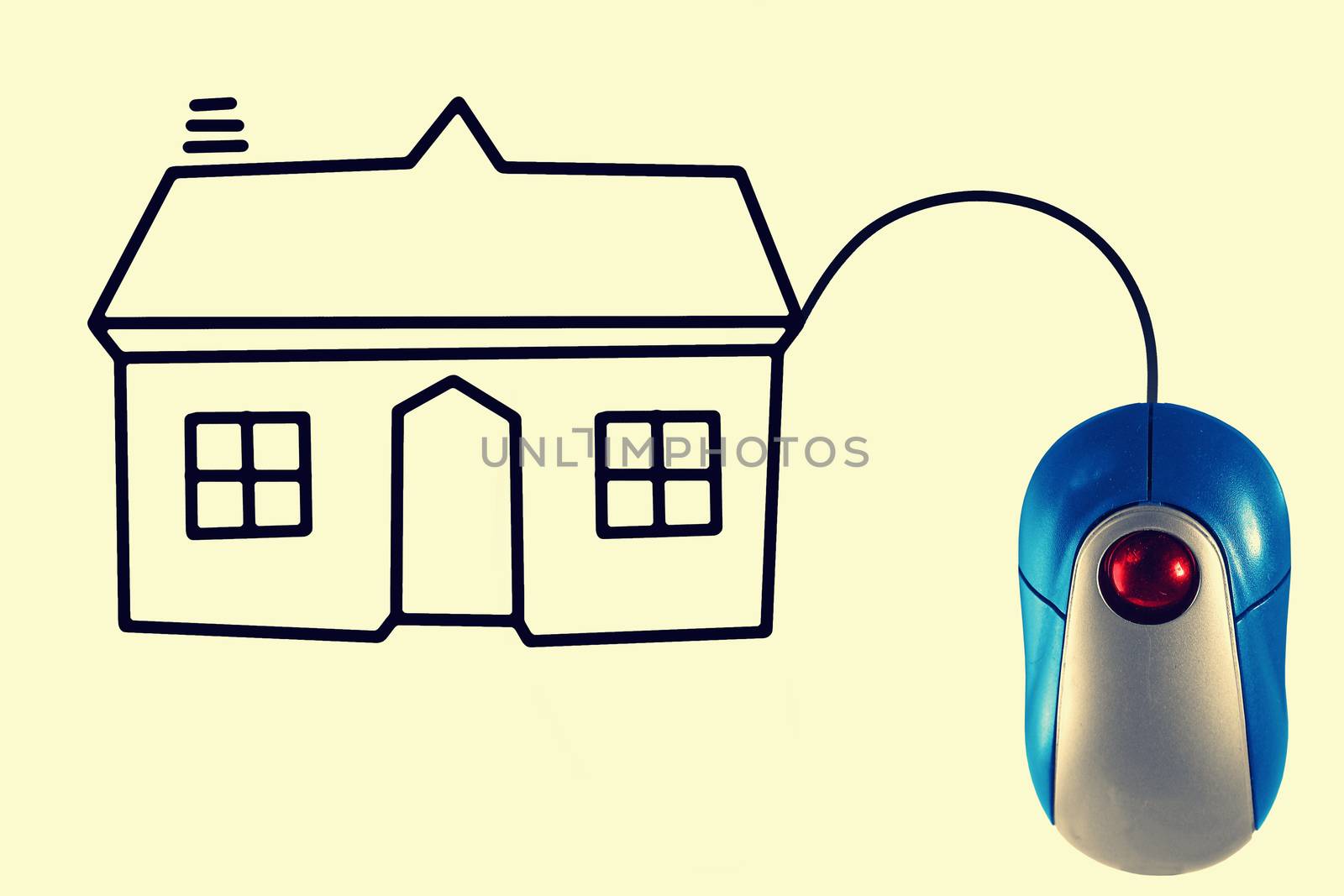 House depicted by computer mouse cable