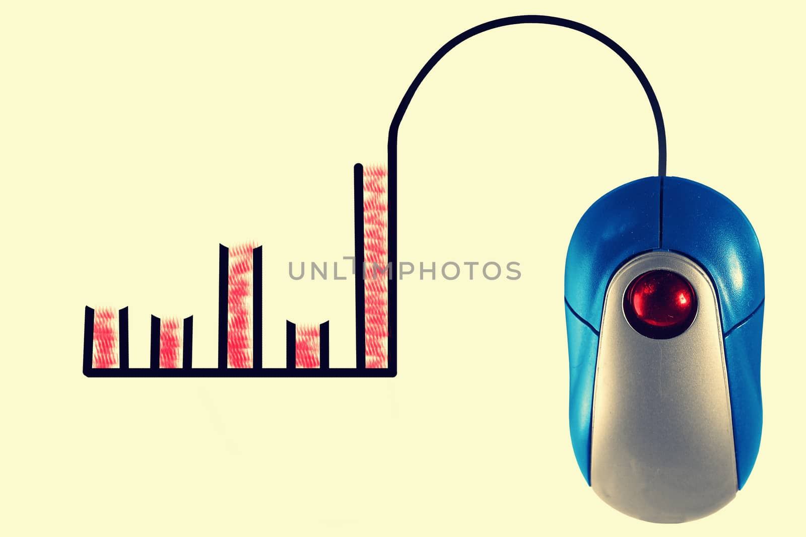 Bar Graph depicted by computer mouse cable by yands