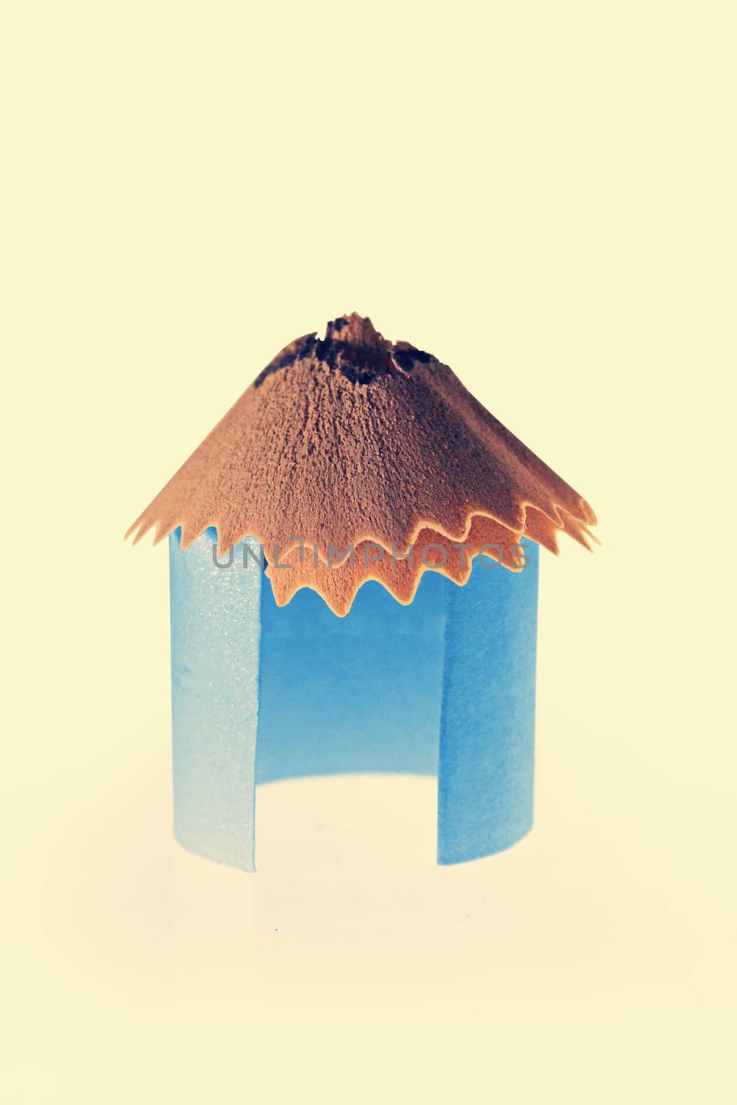 Paper Hut With Pencil Shavings Roof