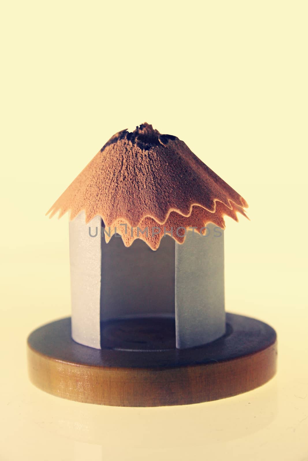 Paper Hut With Pencil Shavings Roof by yands