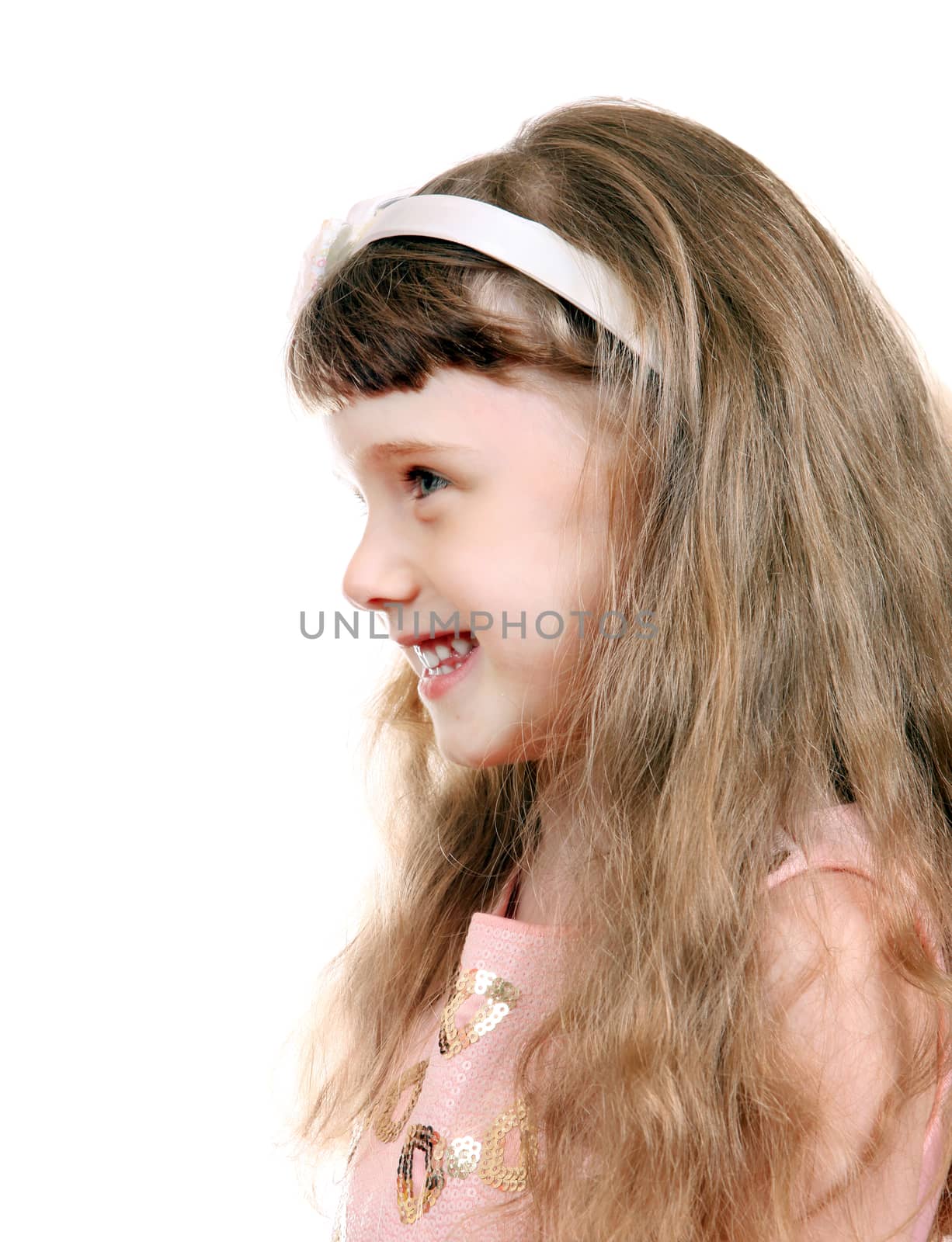 Little Girl Portrait on the White Background