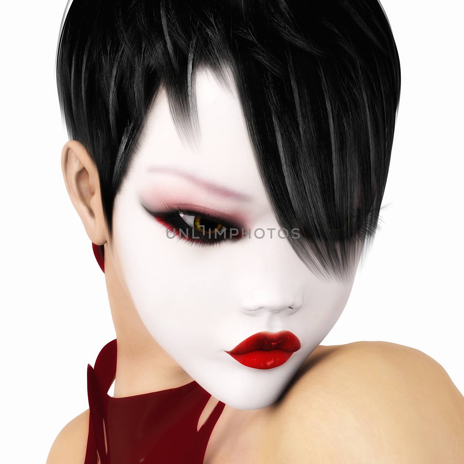 Digital Illustration of a female japanese Face