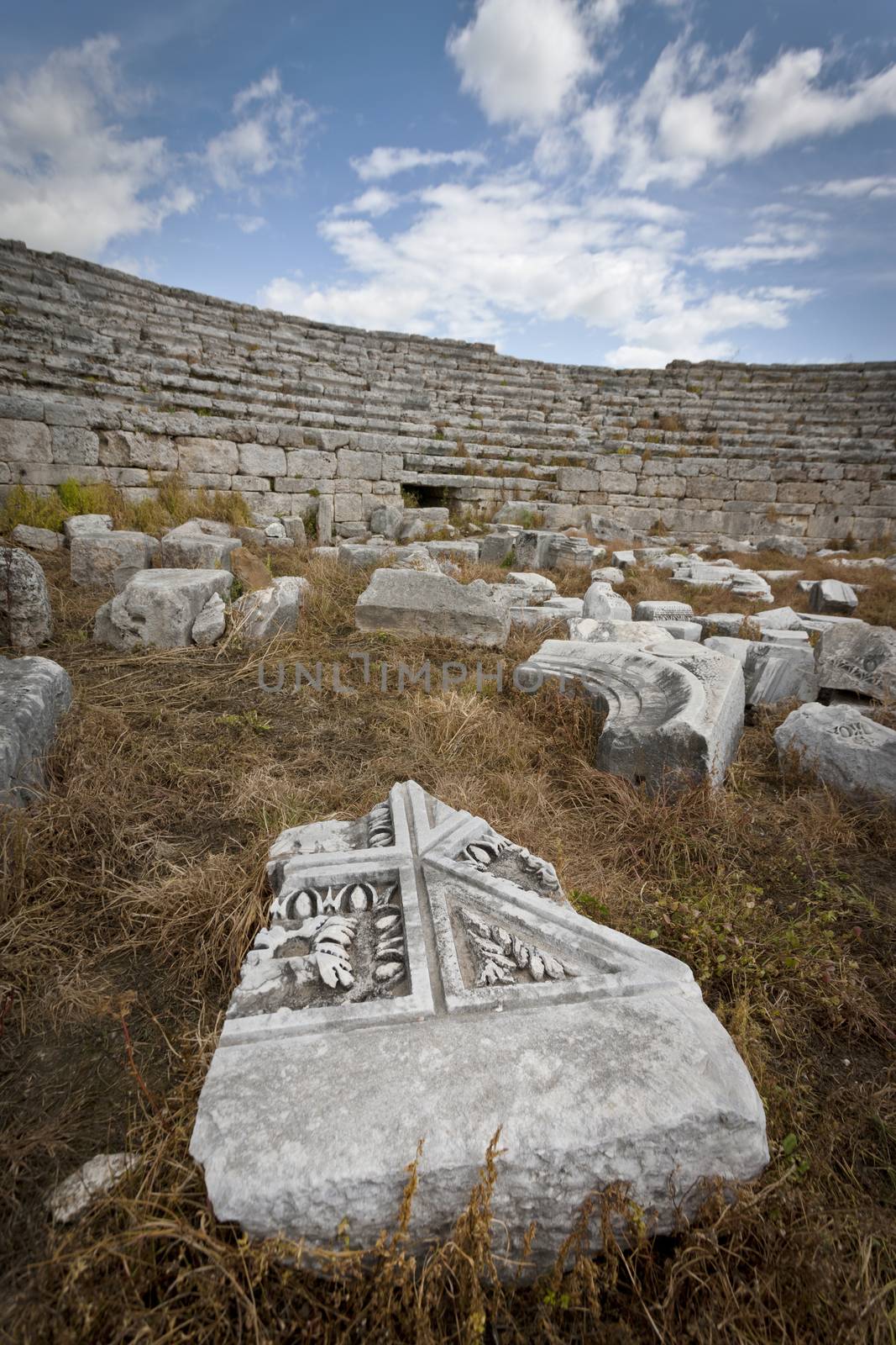 Remains of ampitheater at Perga in Turkey
