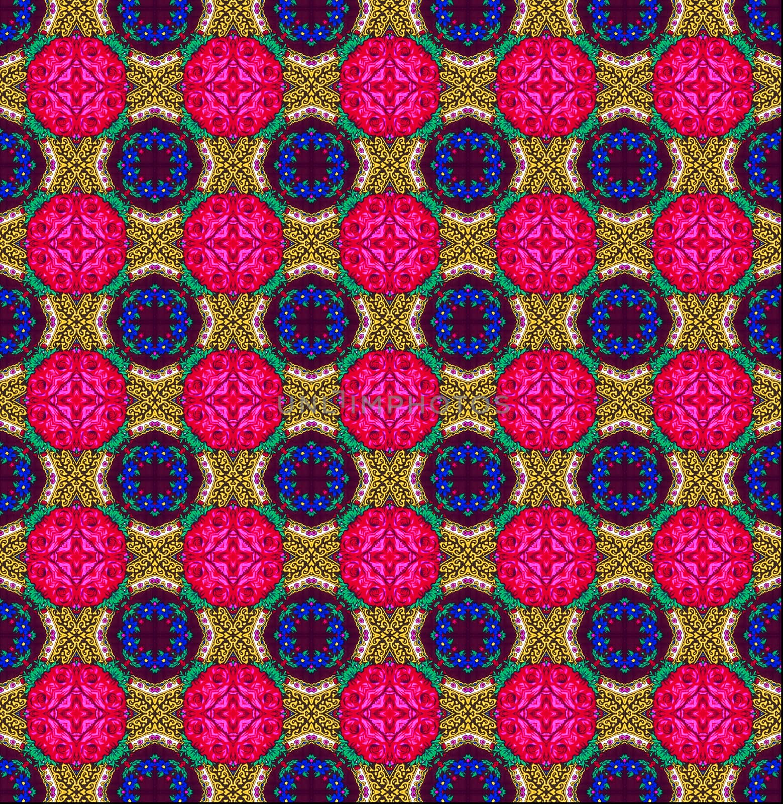 variegated seamless floral ornament,kaleidoscopic pattern