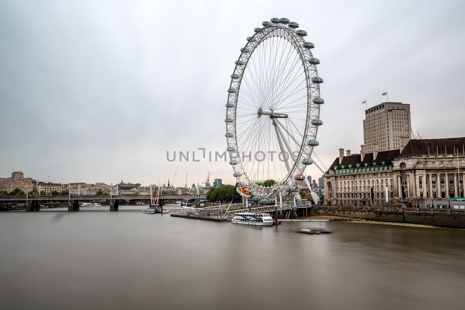 South Bank of the River Thames and London Skyline in the Morning by anshar