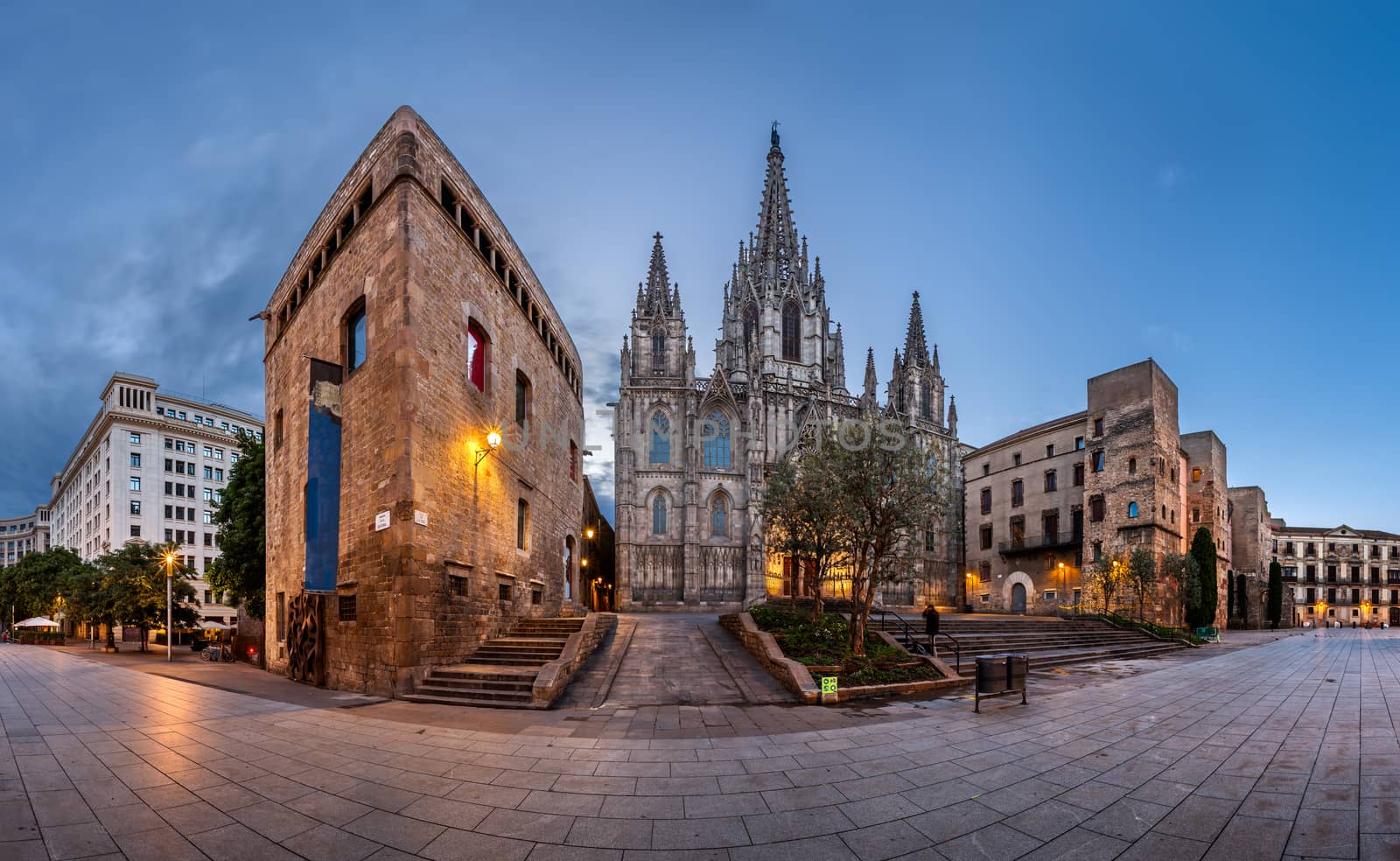 Panorama of Cathedral of the Holy Cross and Saint Eulalia in the by anshar