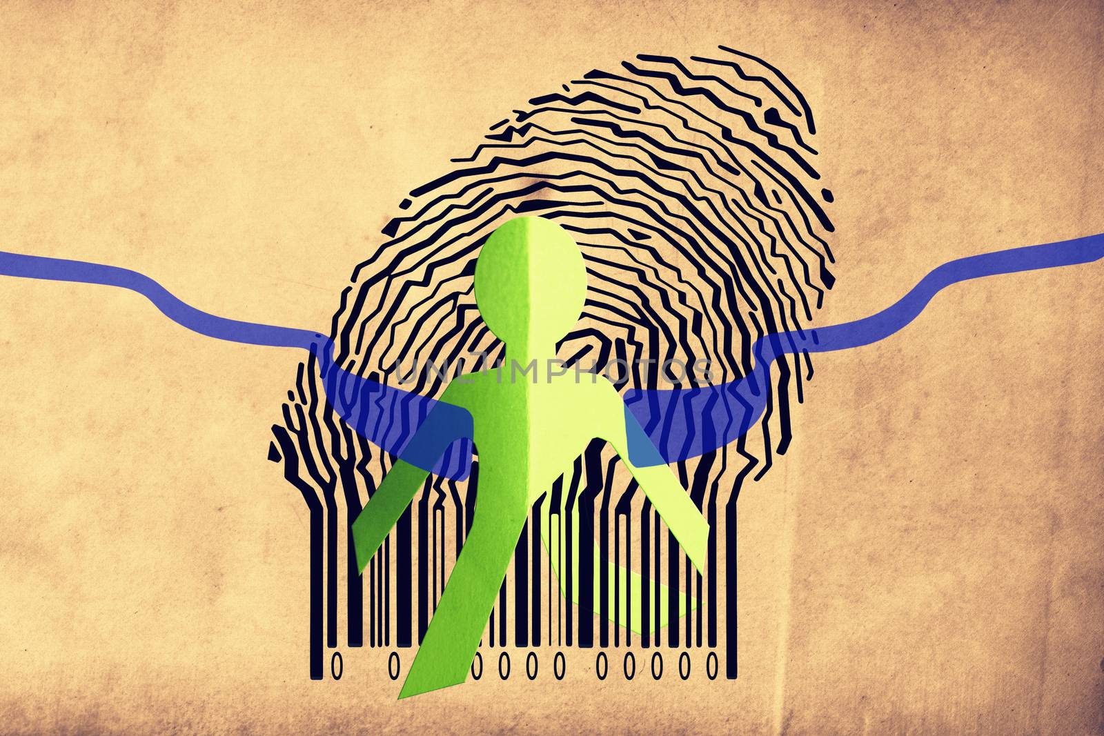 Paperman coming out of a bar code with Finish Line