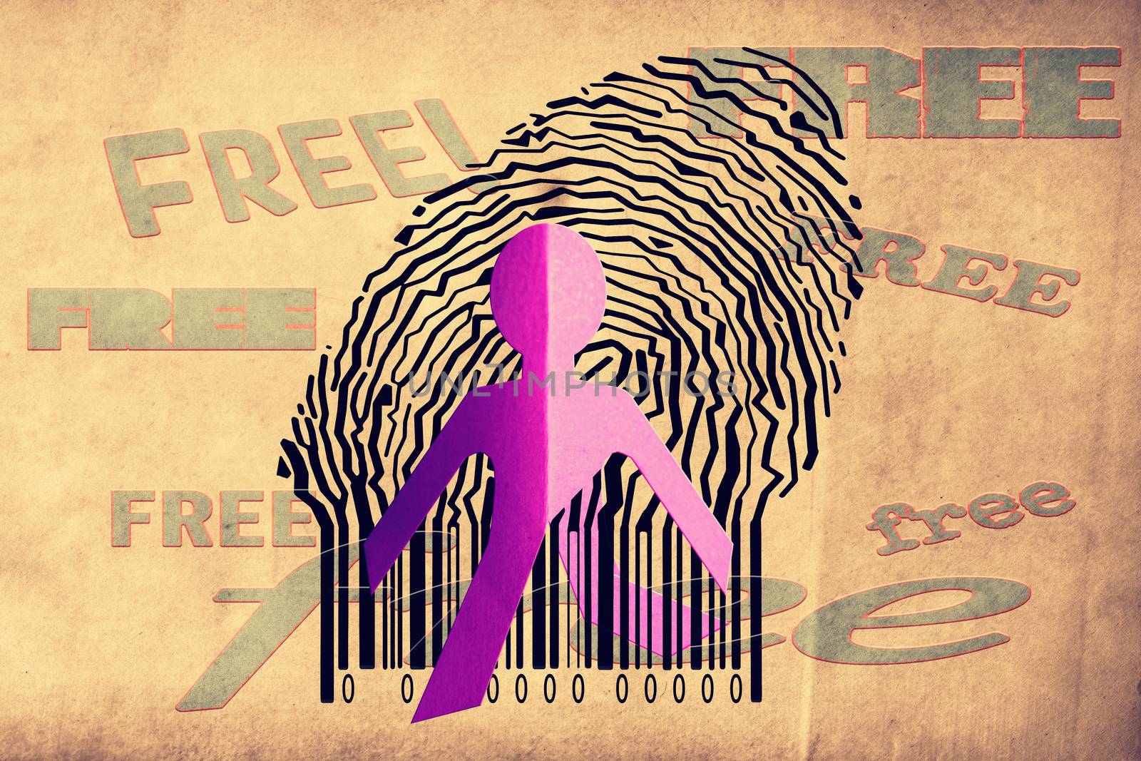 Paperman coming out of a bar code with Free Word by yands