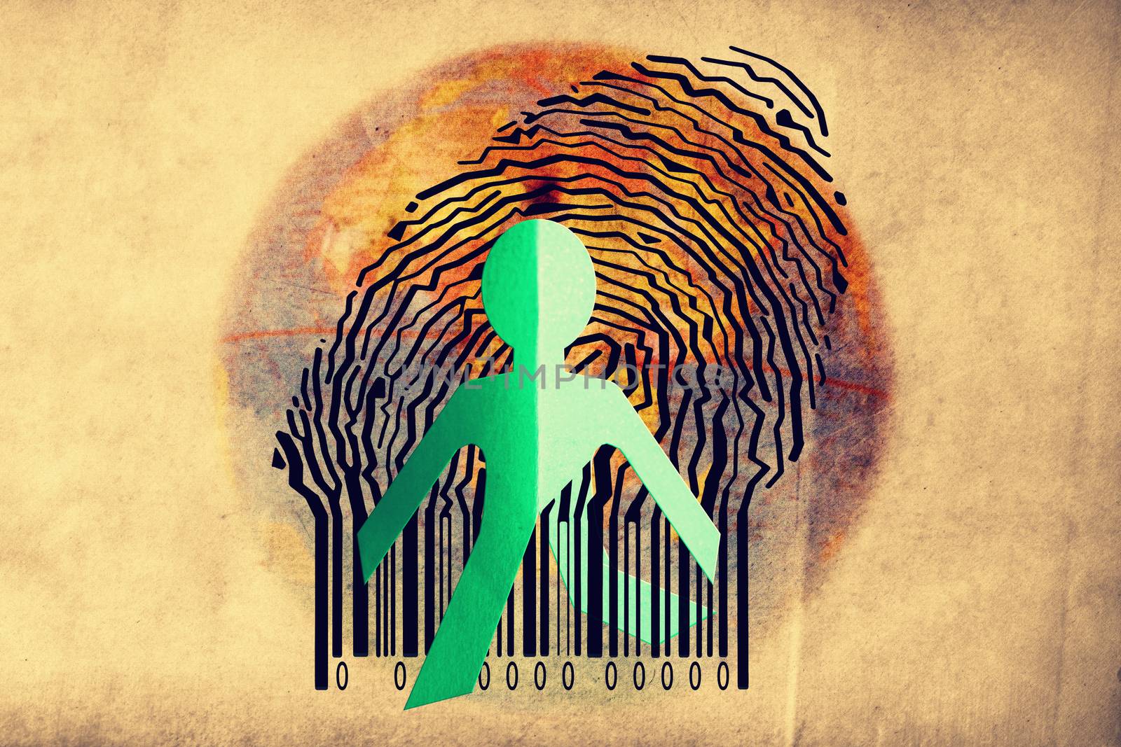 Paperman coming out of a bar code with Globe by yands