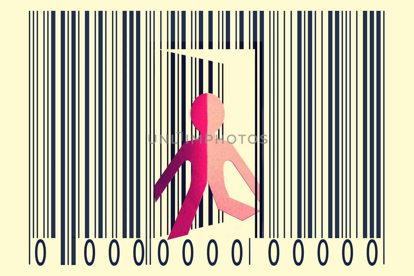 Paperman coming out of a bar code to go out by yands