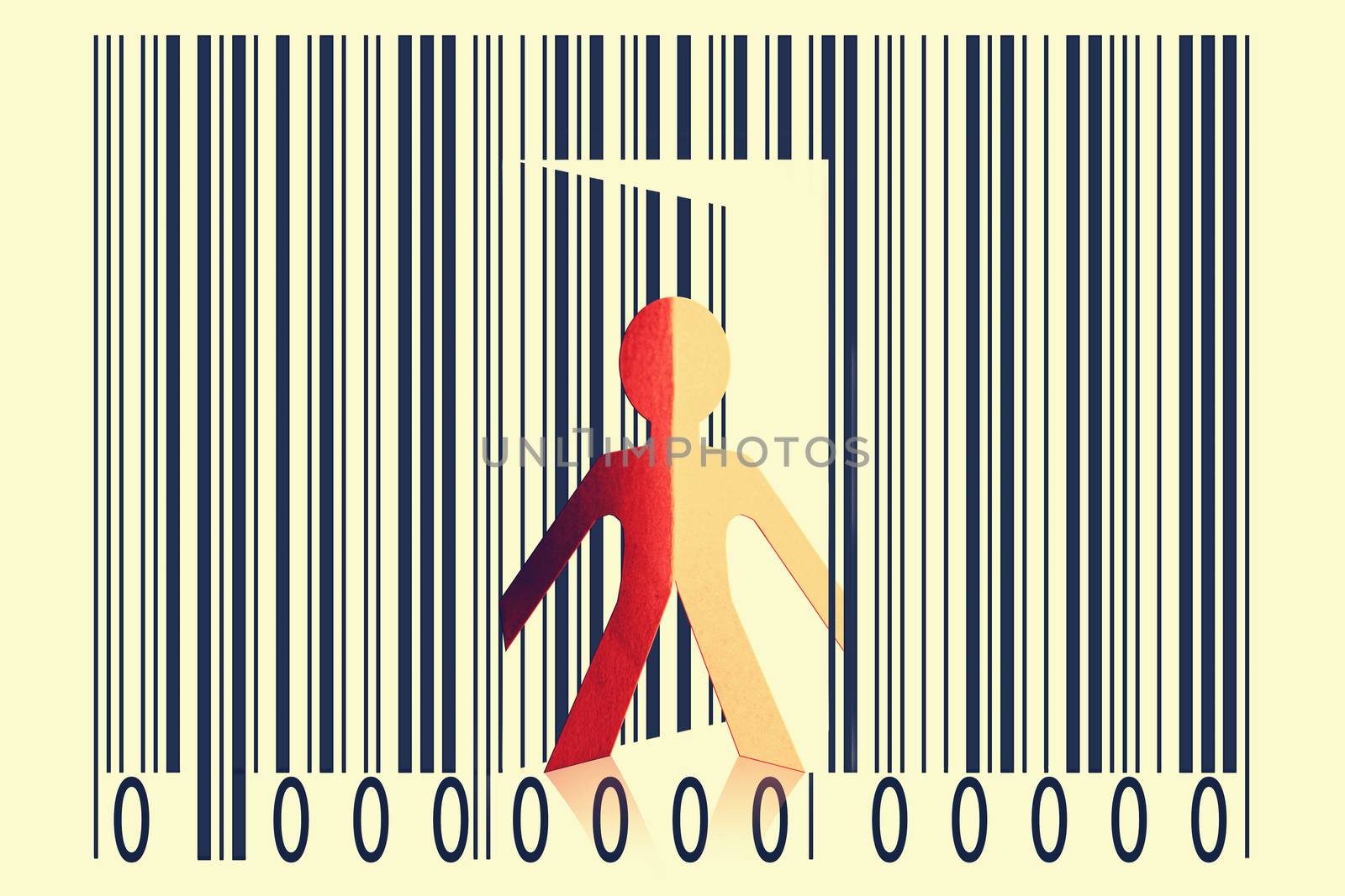 Paperman coming out of a bar code to go out by yands