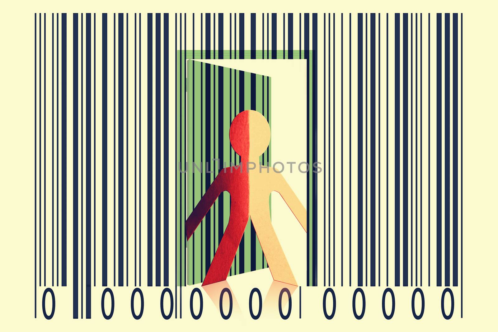 Paperman coming out of a bar code to go out by yands