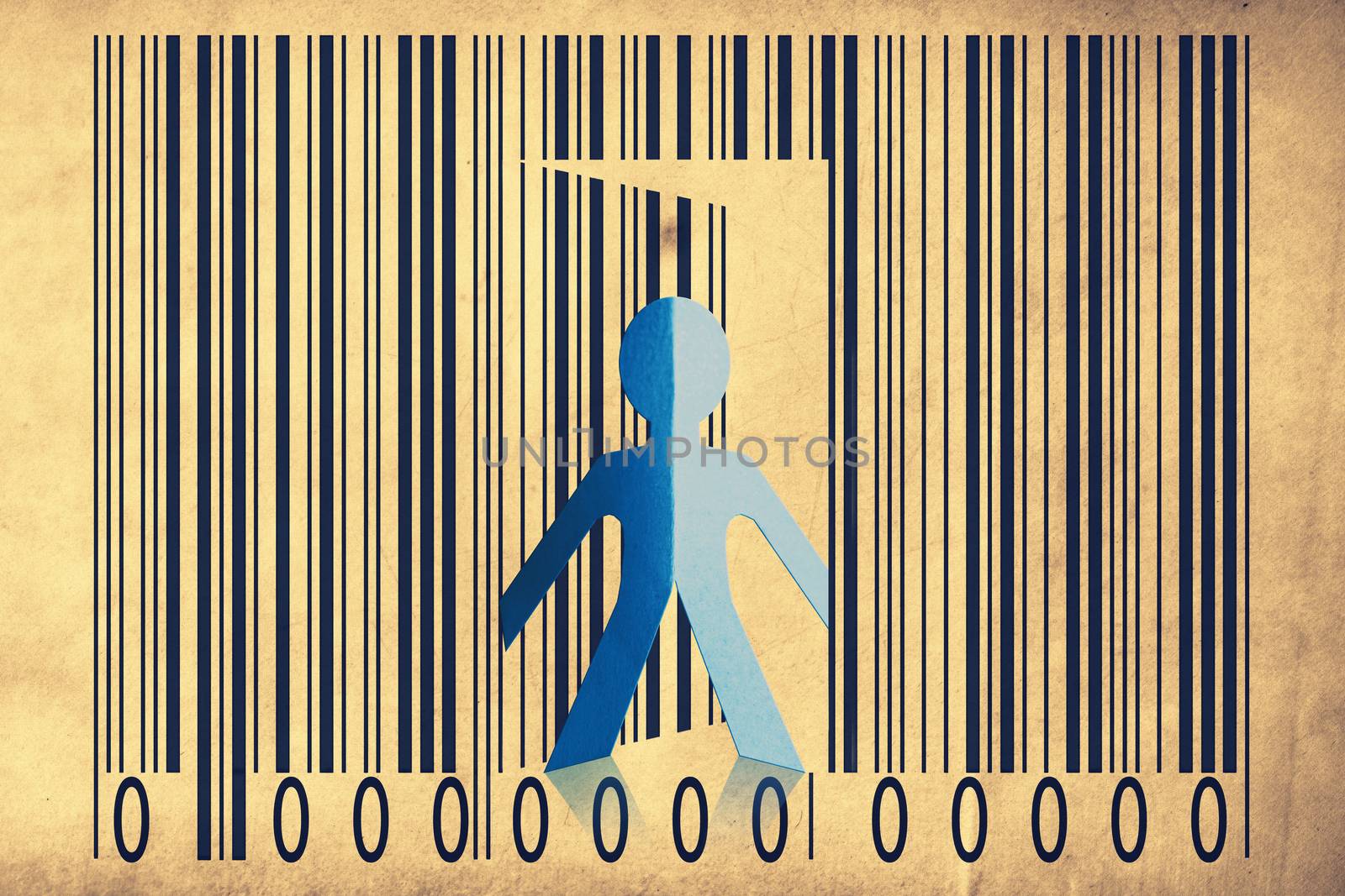 Paperman coming out of a bar code to go out by yands