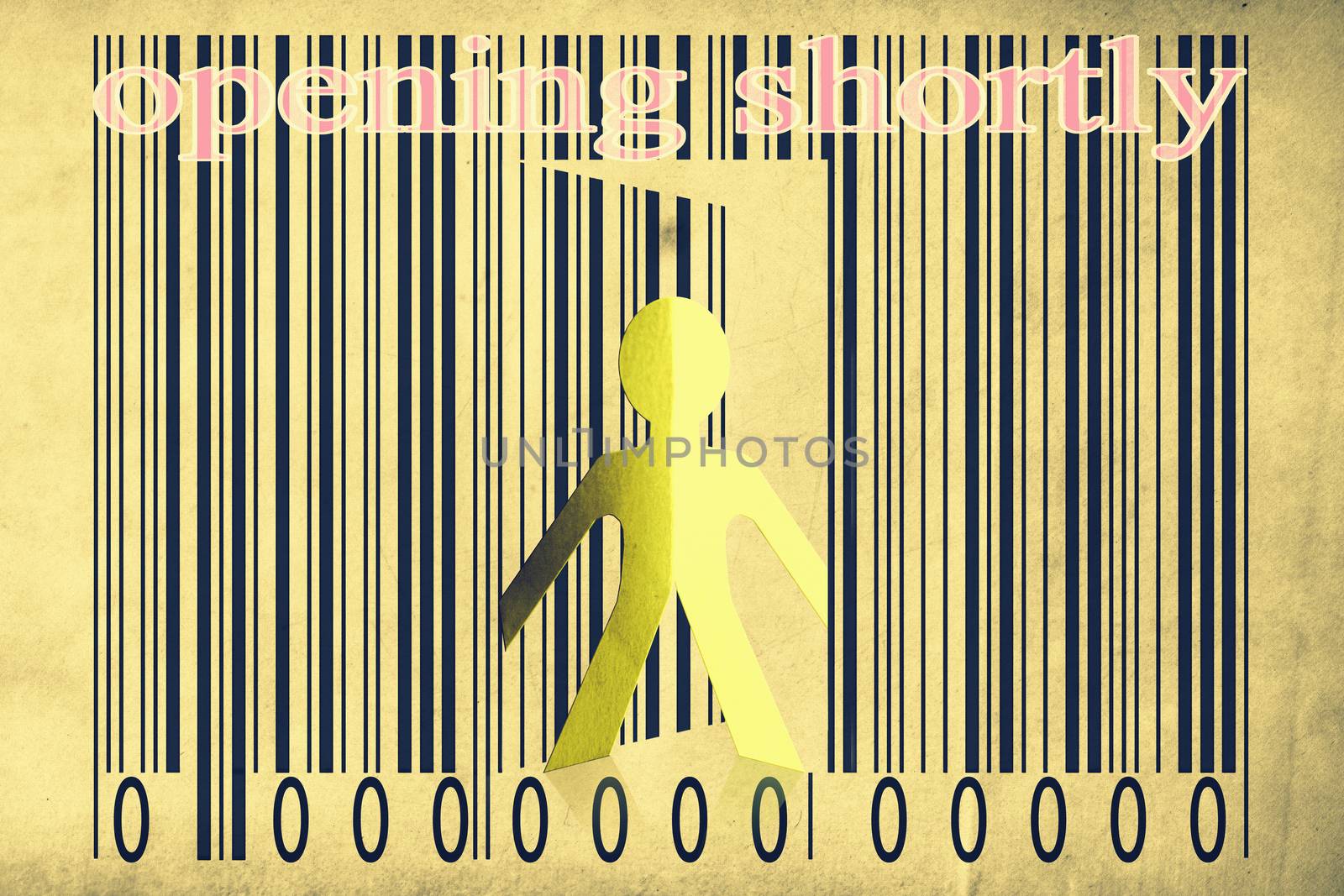 Paperman coming out of a bar code with Opening shortly Words