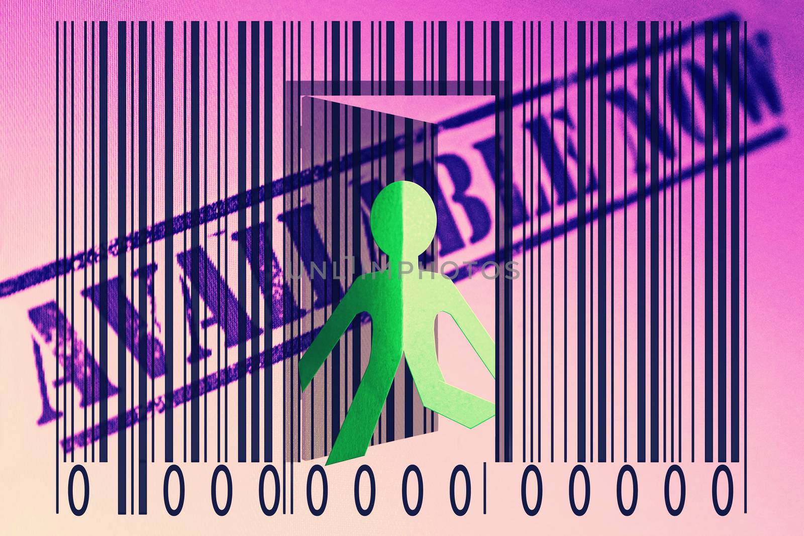 Paperman coming out of a bar code with Available Now Words