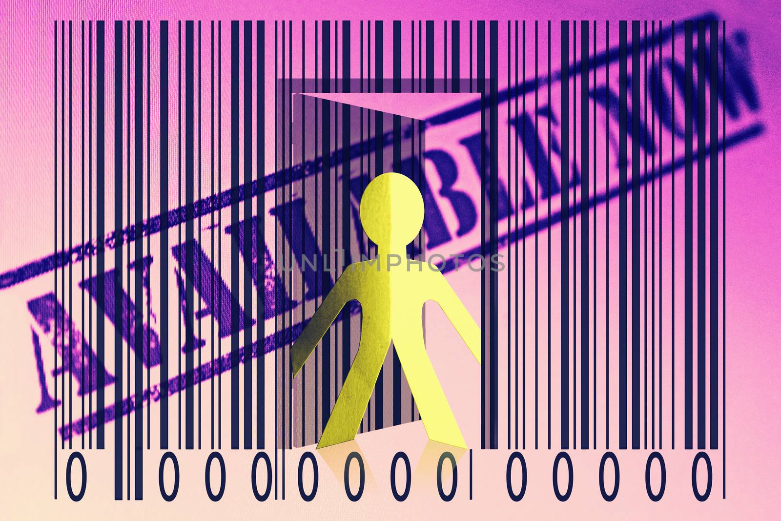 Paperman coming out of a bar code with Available Now Words