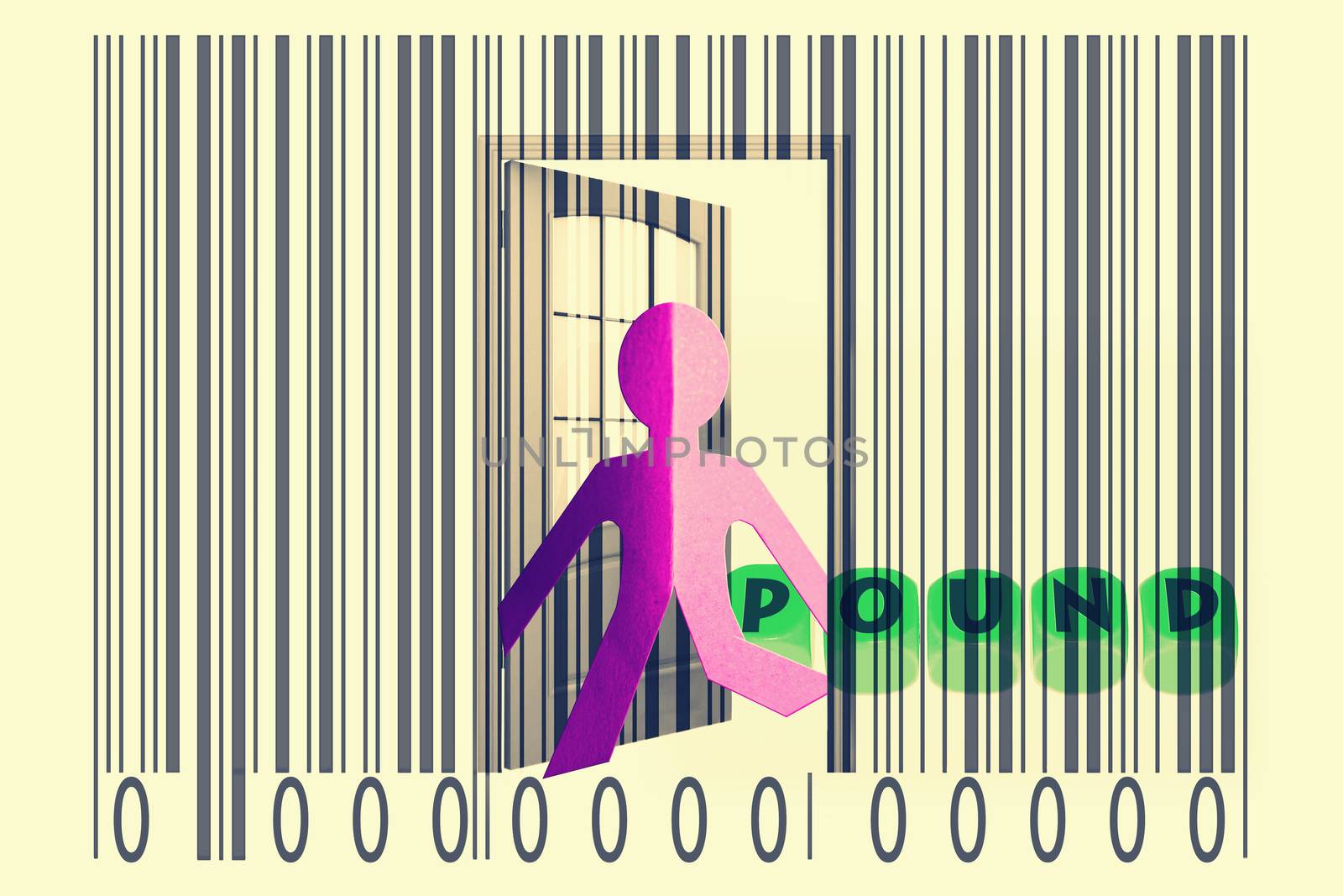 Paperman coming out of a bar code with Pound word by yands