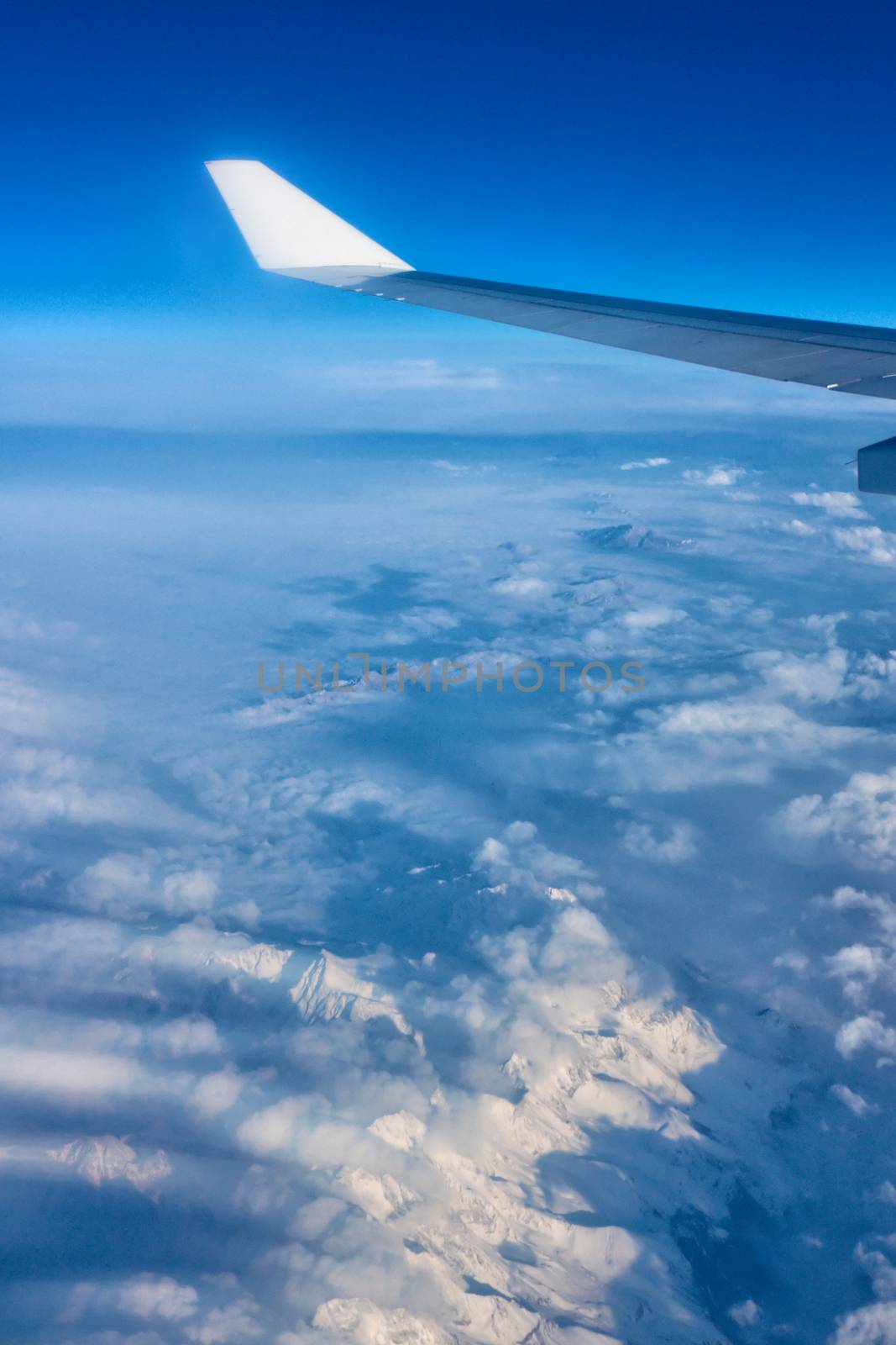 Top view of clouds from airplane