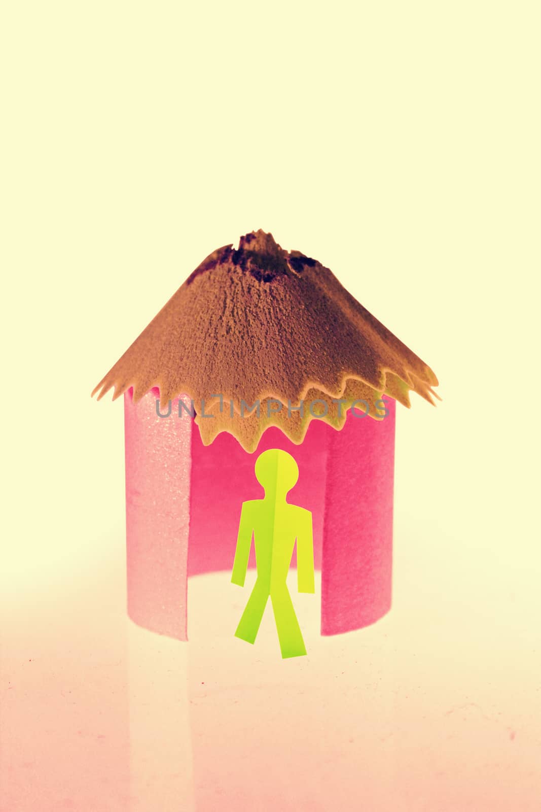 Paper house with paperman, Concept