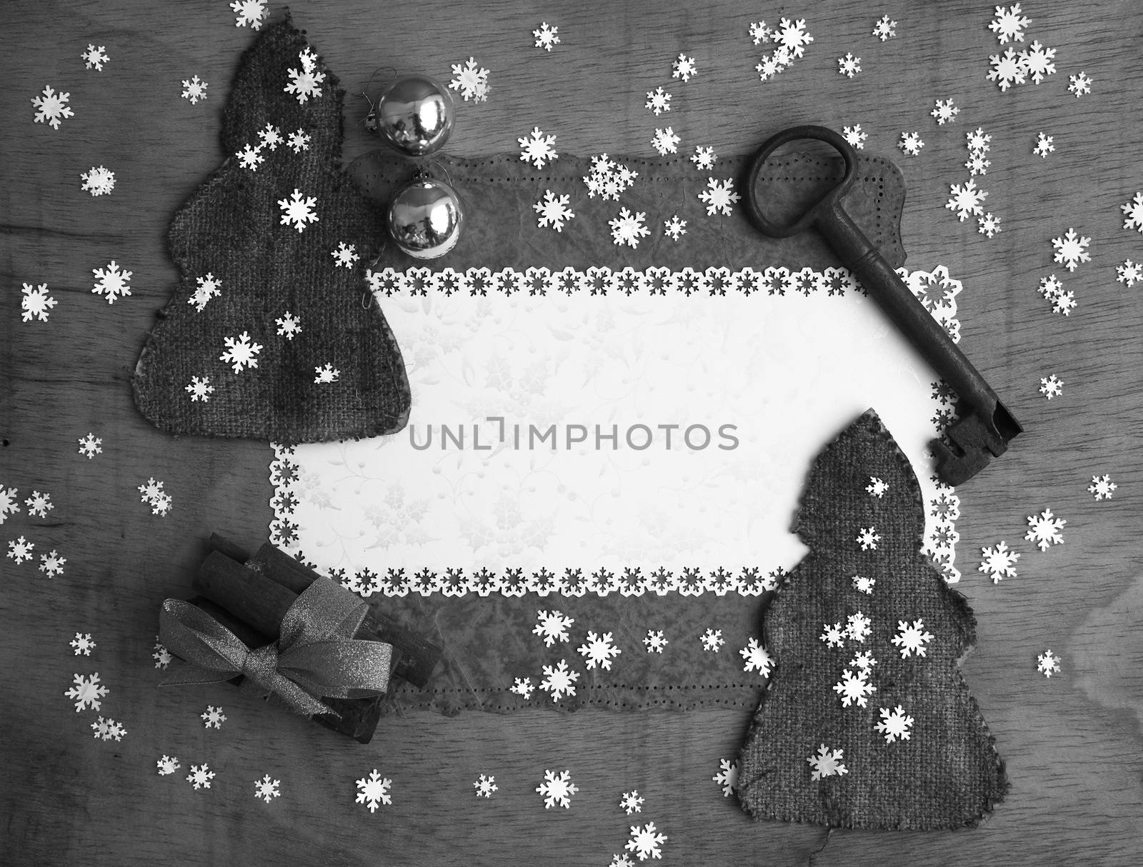 Winter holiday background in black and white