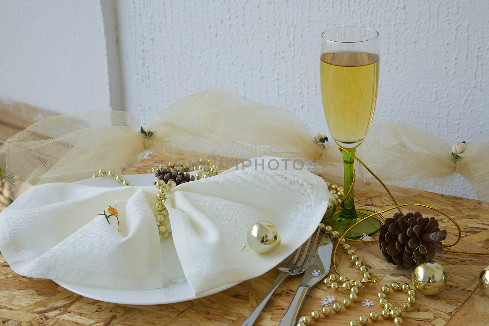 A part of festive table for one person.