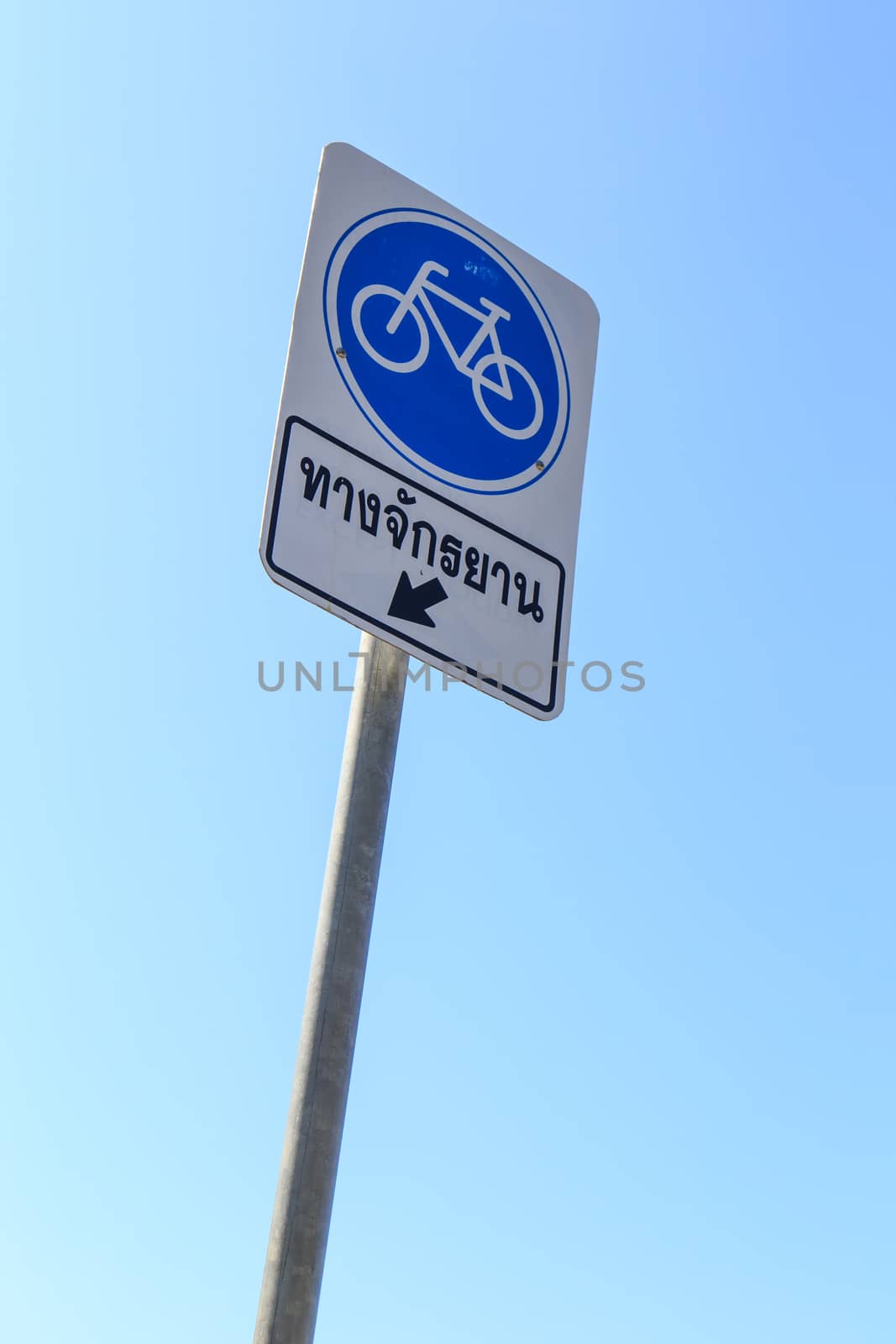 Bicycle sign or icon on the road in the park by nanDphanuwat