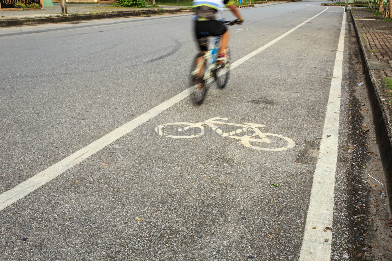 Bicycle sign or icon and movement of cyclist in the park by nanDphanuwat