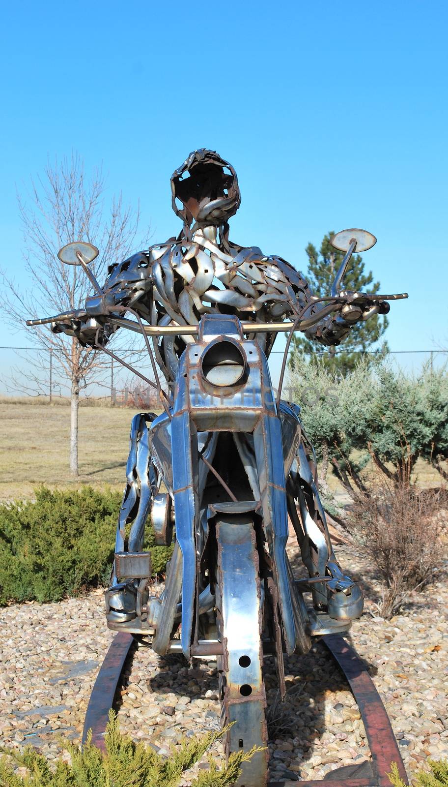 Freedom biker displayed outdoors.