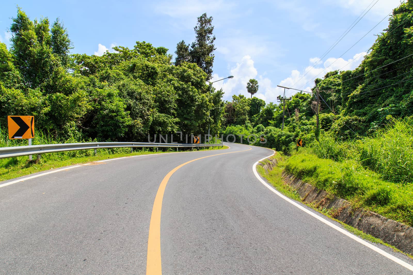 Clean road on the hill in Phuket, Thailand