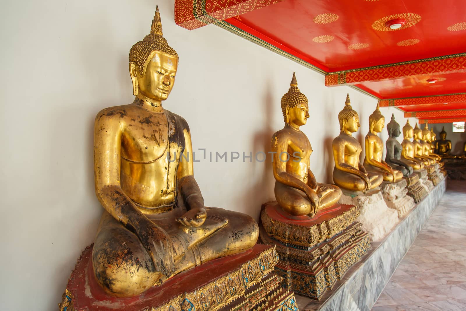 Buddha statue in the public temple at bangkok thailand