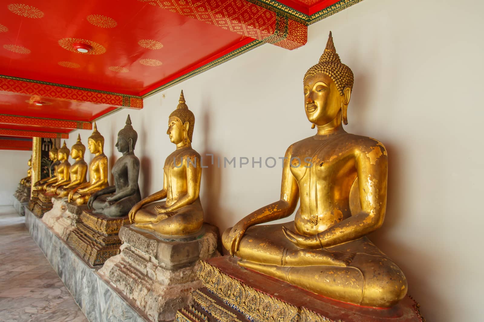 Buddha statue in the public temple at bangkok thailand