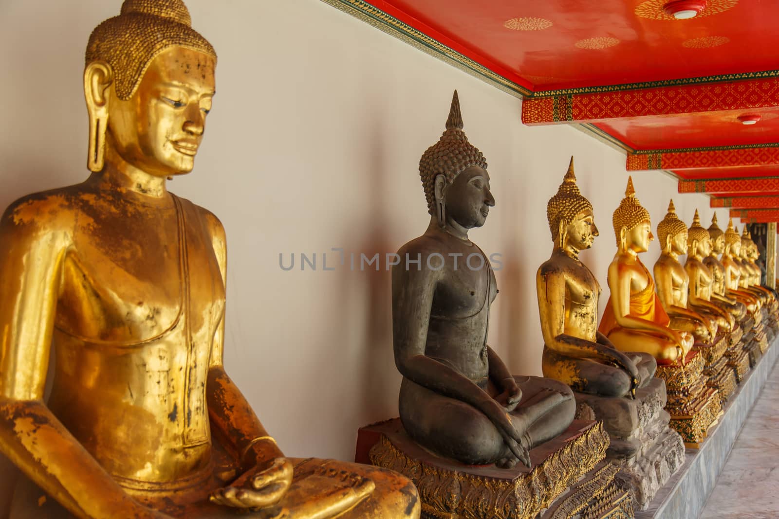 Buddha statue in the public temple at bangkok thailand