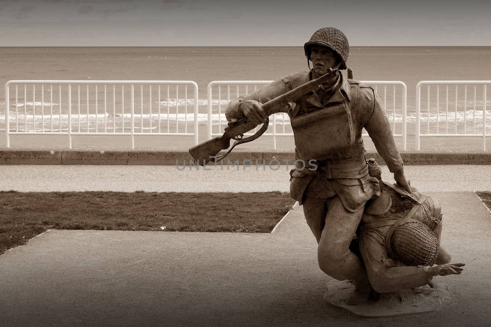 Monument to allied forces during landing in Normandy by Mag6619