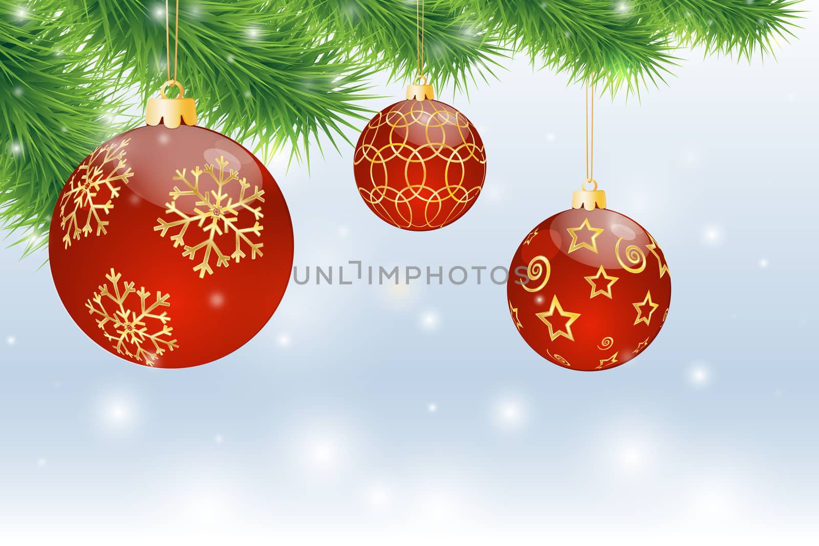 decorated Christmas balls hanging on the Christmas tree