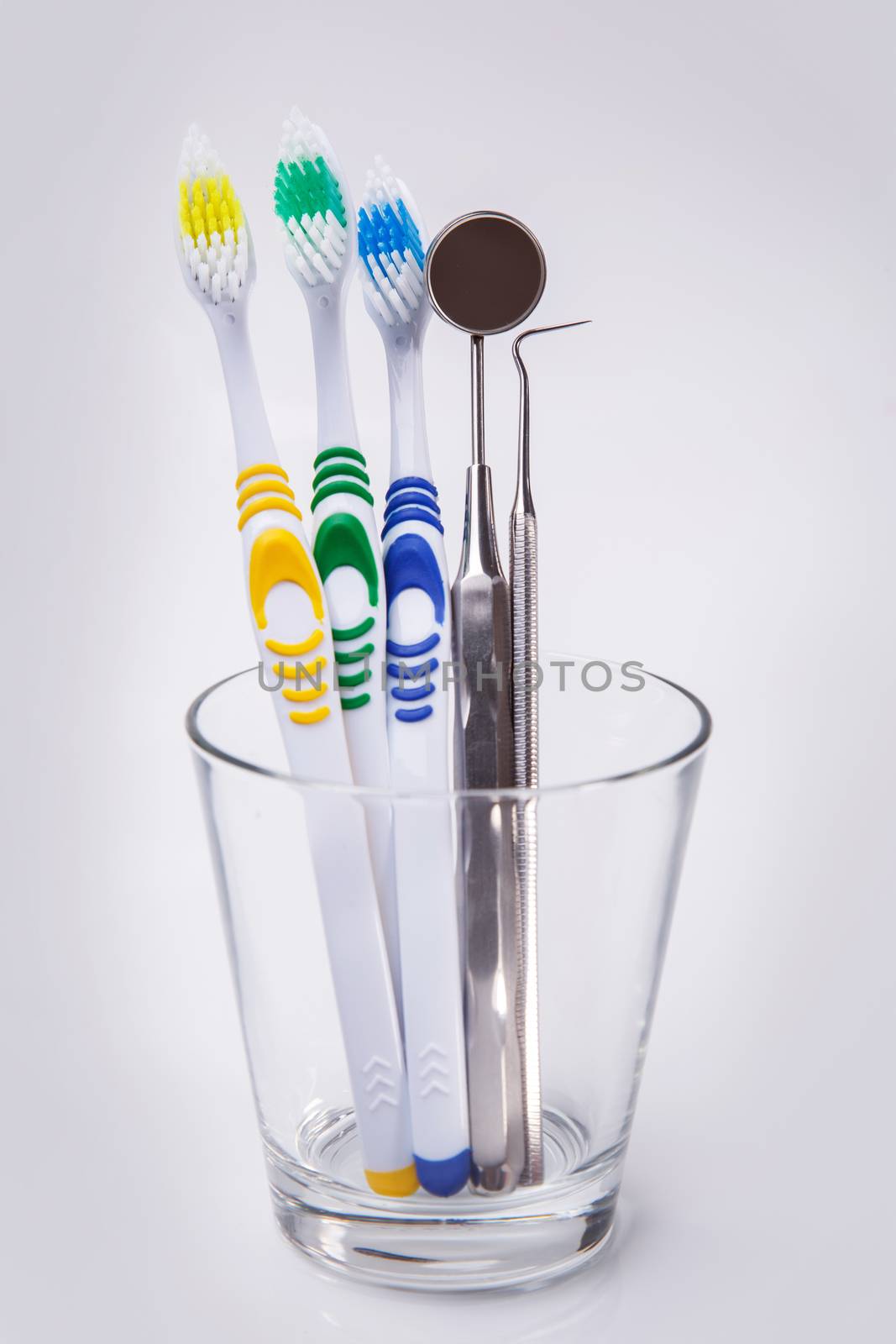 Dental. Toothbrushes on a white background