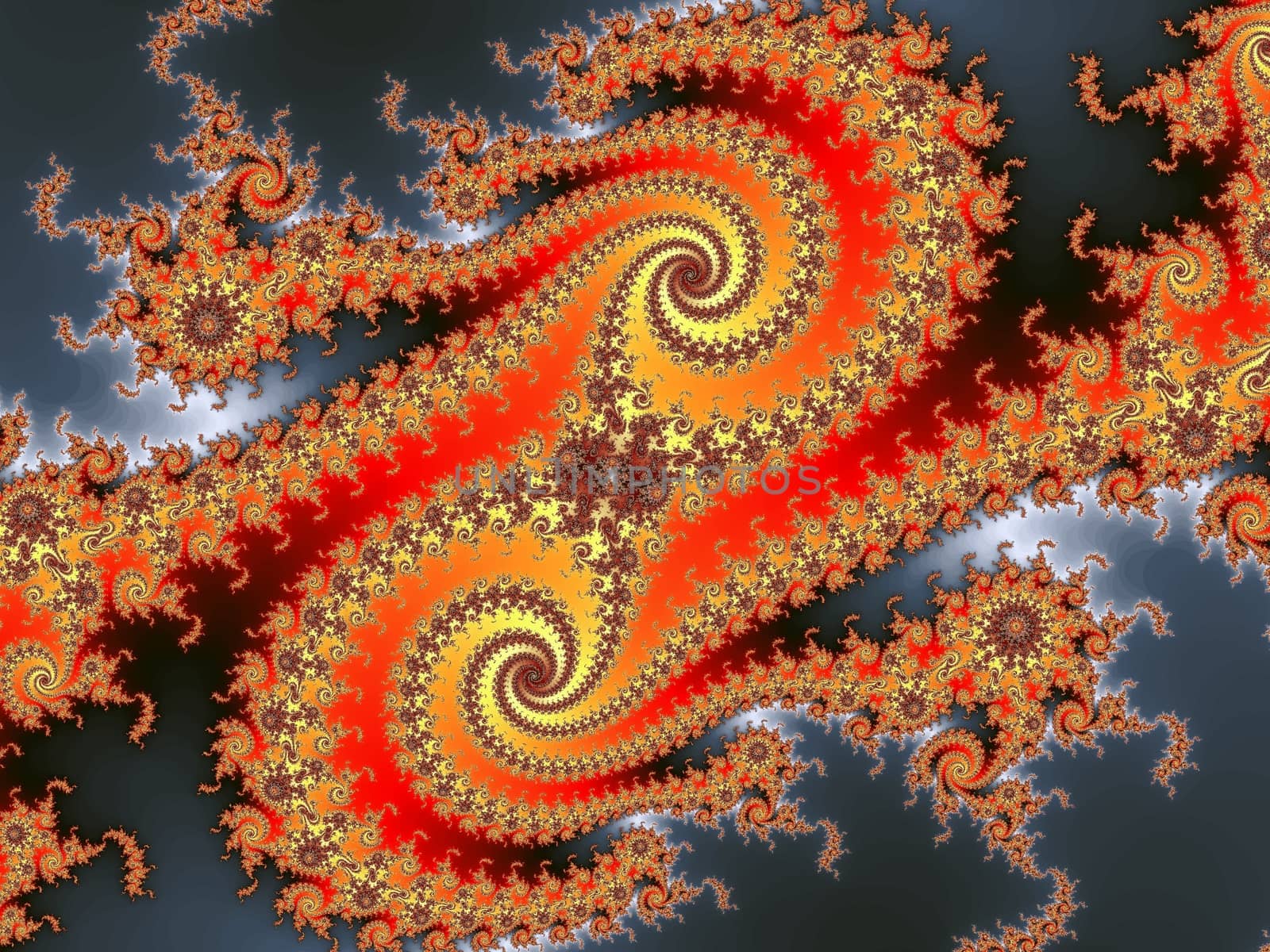 Digital computer graphic - rendering. Abstraction fractal background with spirals in a bright colors for design.