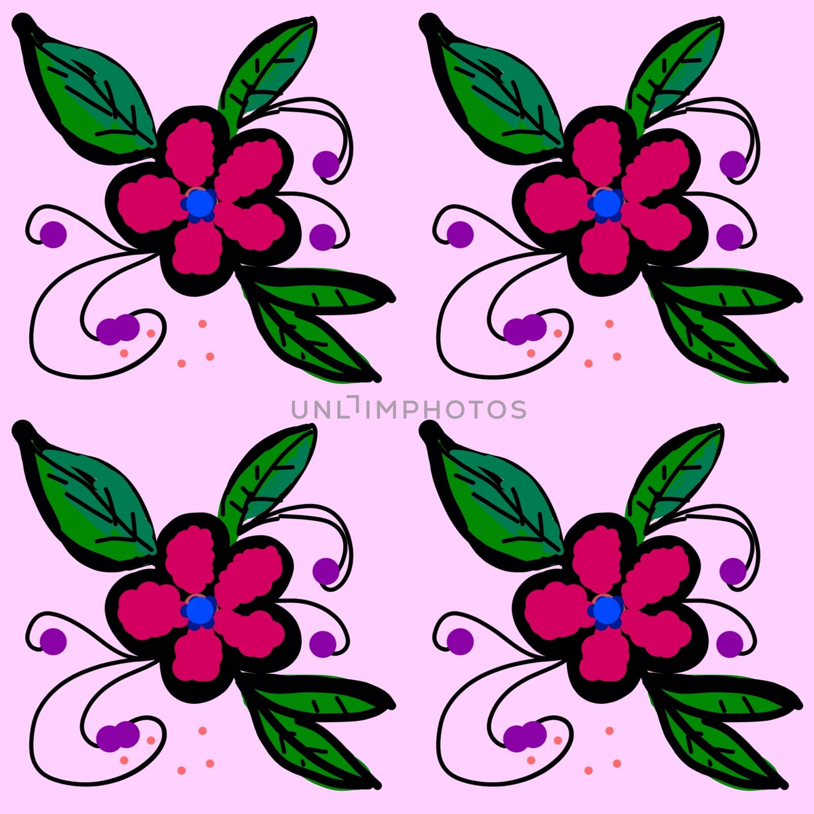 Digital computer graphic - decorative pattern with a flowers for design.