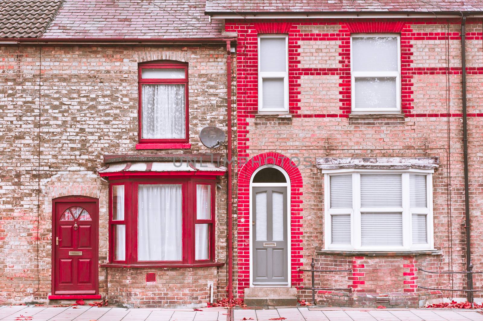 Adjoining victorian town houses in Bury St Edmunds, UK