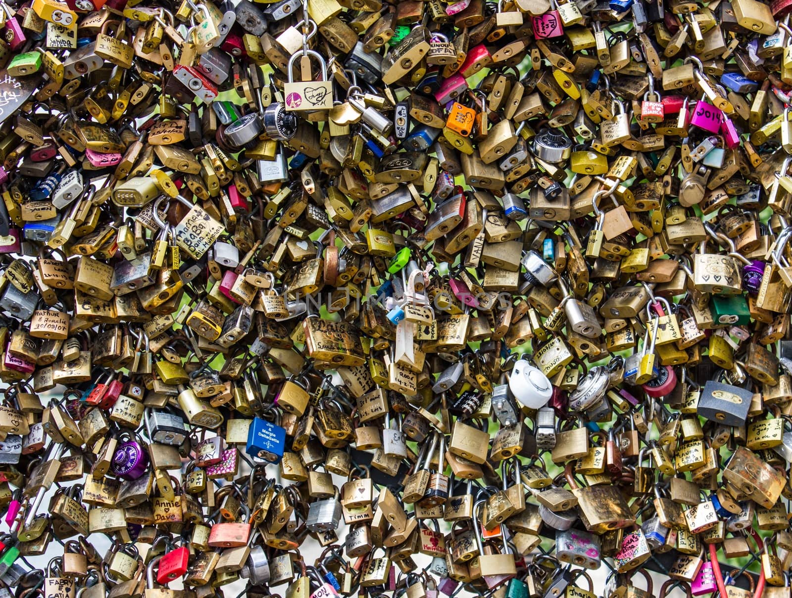 The bridge of arts has become the symbol of lovers who leave a padlock symbol of their bond