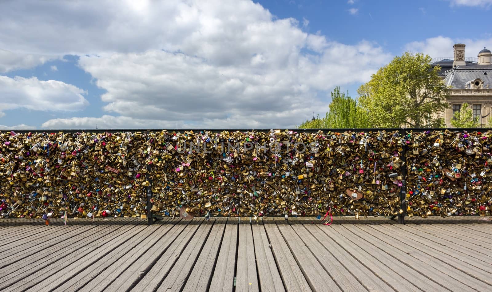 The bridge of arts has become the symbol of lovers who leave a padlock symbol of their bond