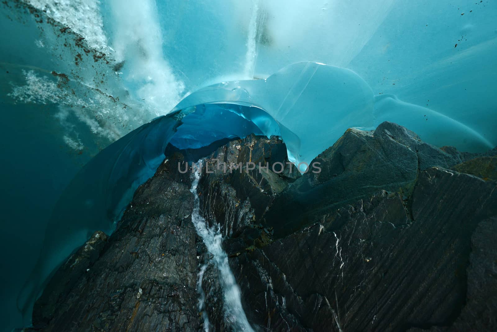 blue glacier ice cave near Juneau, Alaska