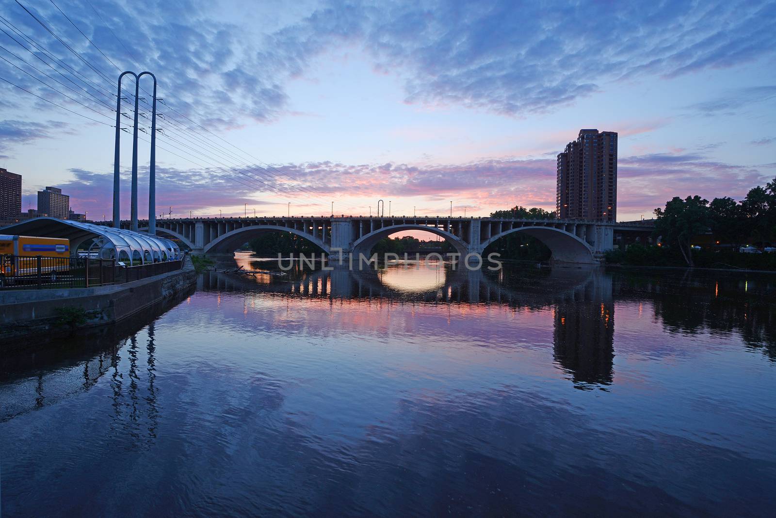 City view of Minneapolis in an evening