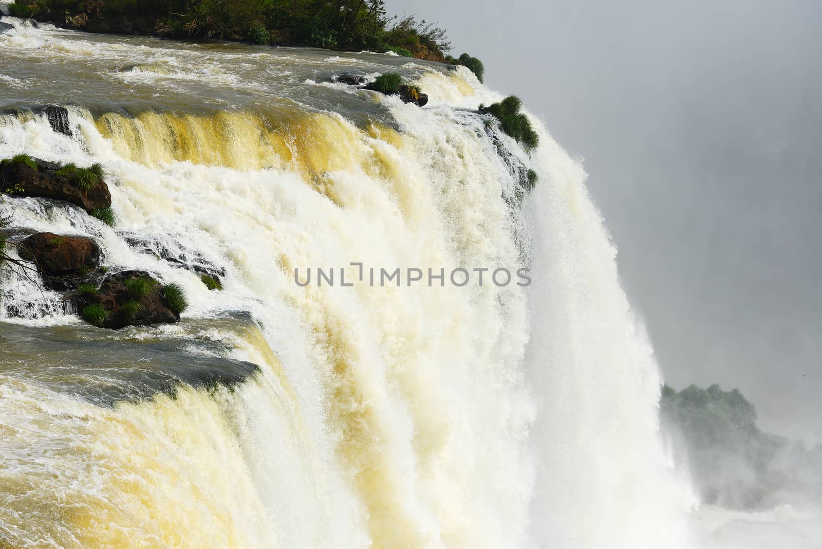 a massive flow of water at Iguazu waterfall