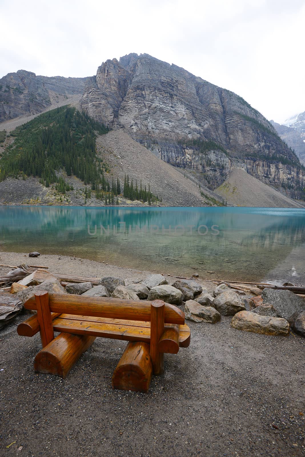 viewing chair at lake moraine in canada