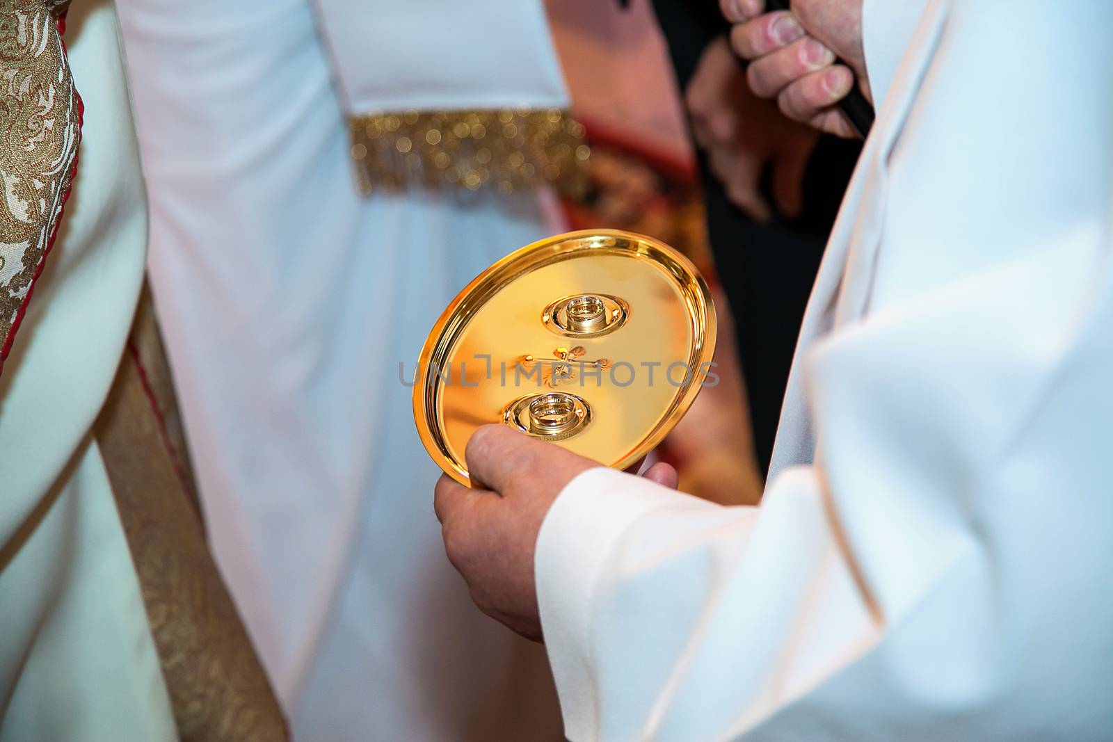 Wedding rings at wedding ceremony