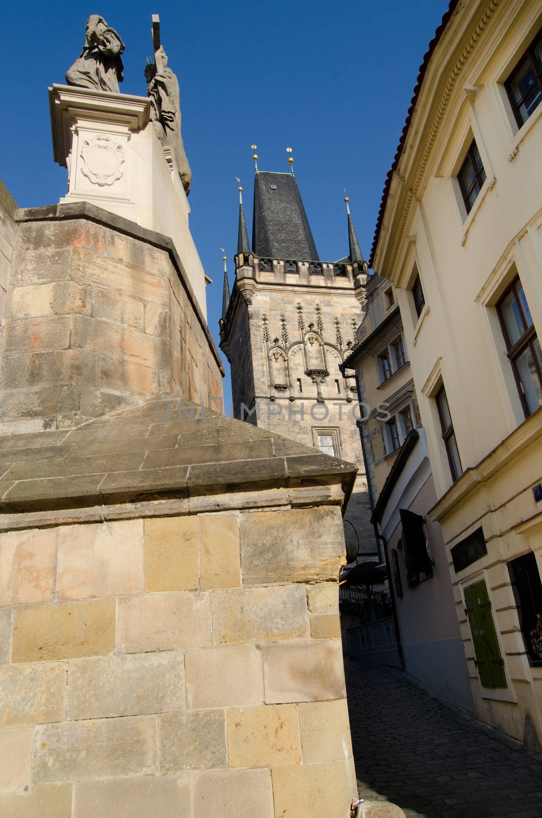 Charles bridge unusual view, Prague